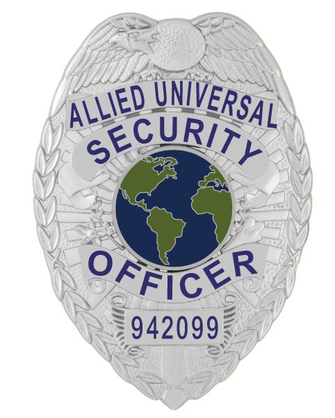 police badge Allied Universal Security Officer Silver Badge. Style # 2-c13
