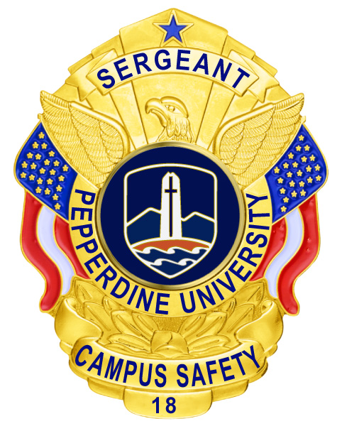 Pepperdine University Sergeant gold badge Style # 1-A10