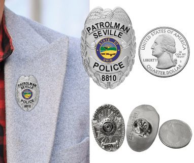 Patrolman Seville Police Silver Lapel Pins. Style 2-c10-2