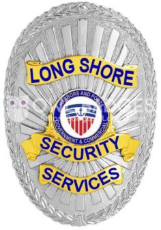 Oval Badge Reef Edge 8-D13-2 4 Security badge a silver badge with blue text