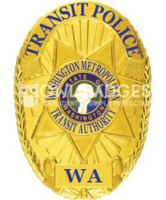 Oval Badge 7 Pointer Star 11-D16-2 1 Washington metropolitan transit police gold badge with blue text. Style 11-d16-2