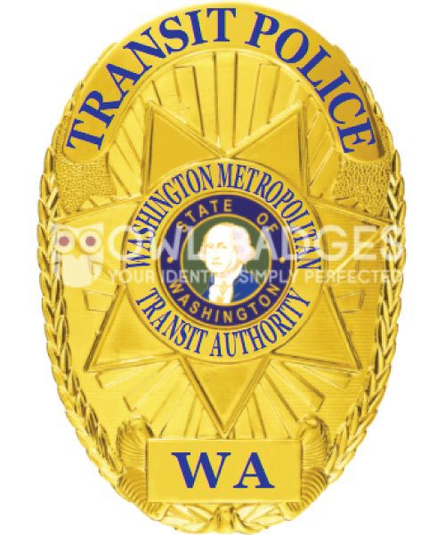Washington Metropolitan Transit Police Gold badge with blue text. Style 11-d16-2
