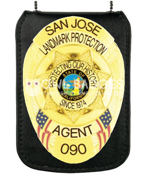 San Jose Landmark protection Agent gold badge with star in the middle. Style # 11-f5
