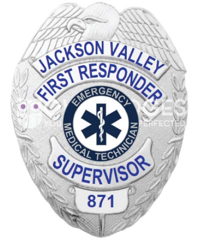 Jackson Valley First Responder Supervisor Silver Badge. Style # 2-c14
