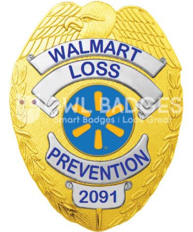 Sheriff badge Walmart Loss Prevention Gold Badge with Blue Text. Style # 2c14