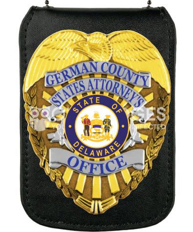 German County States Attorney's Office gold badge with Blue Text. Style 2-D2