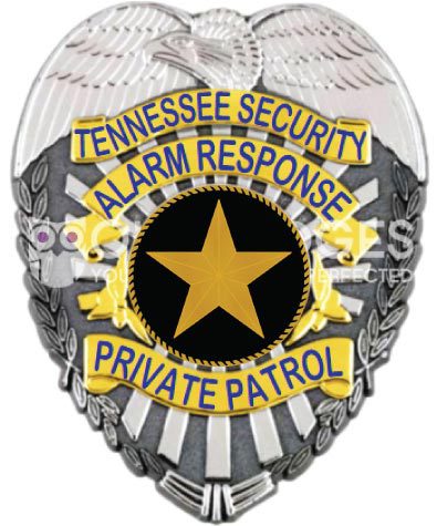 custom police badge with Tennessee Security Alarm Response a close up of a badge