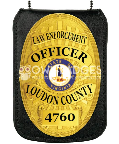 police badge holder with gold badge