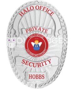 Oval Badge Popular 22-F1 6 Security supervisor badge a white oval badge with red text