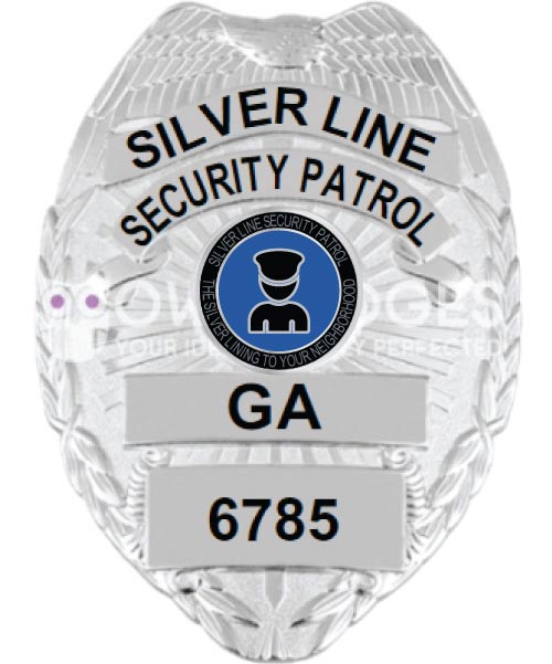 security patrol Silver Line Security Patrol Silver badge with Black text. Style # 3-b2