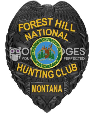 Forest Hill National Hunting Club Black badge with a gold text Style # 3-c11