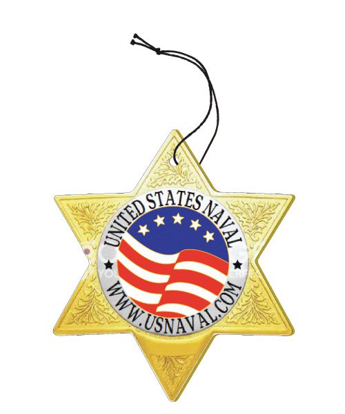 6 Pointed Star Air Freshener Badge 18-H14-AF - round and stars - main view