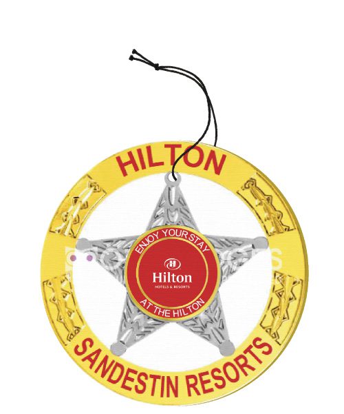 5 Point Star Air Freshener Badge 20-H16-AF - round and stars - main view
