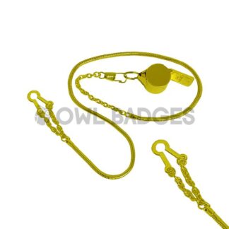 Whistle Chain w/ Button Hook Clasp - Gold 1
