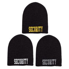 Short Beanie W/ Security Id 7 Set black short beanie gold
