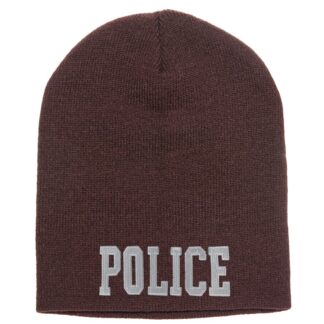 Short Beanie w/ POLICE ID - Brown 3