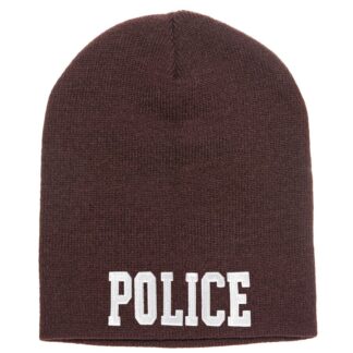 Short Beanie w/ POLICE ID - Brown 2