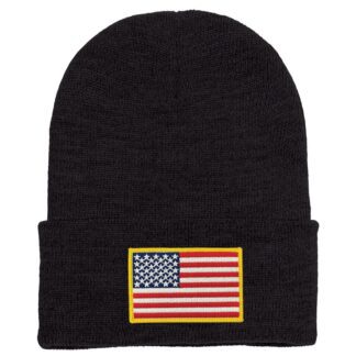 Long Beanie w/ Flag - Black 1