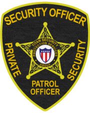 sewn patches security officer patch with border an star center seal a yellow patch with a star and text