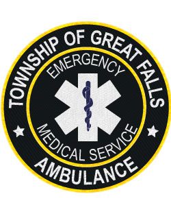 Custom embroidered iron on patch township emergency medical services ambulance patch a black and yellow patch with a white star of life