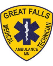 custom cloth patches medical technician ambulance a yellow and blue sign with a medical symbol