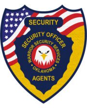 custom patches velcro Warrior Security services Agent patch. With American Flag background and gold text. a shield with a flag and an eagle