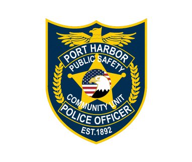 Iron on embroidered patches Port Harbor public Safety Police Officer patch. a police officer badge with eagle and star