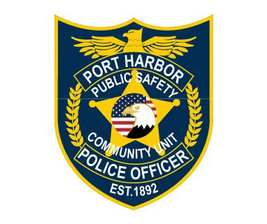 Iron on embroidered patches Port Harbor public Safety Police Officer patch. a police officer badge with eagle and star