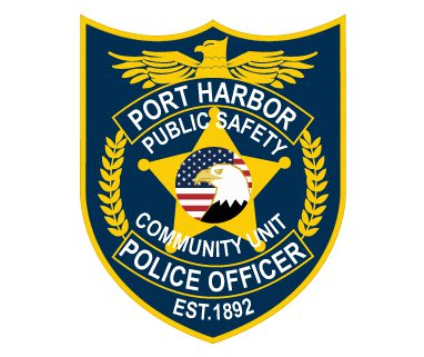 Iron on embroidered patches Port Harbor public Safety Police Officer patch. a police officer badge with eagle and star