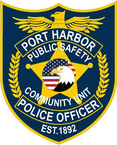 Iron on embroidered patches Port Harbor public Safety Police Officer patch. a police officer badge with eagle and star