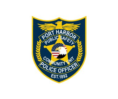 Iron on embroidered patches Port Harbor public Safety Police Officer patch. a police officer badge with eagle and star