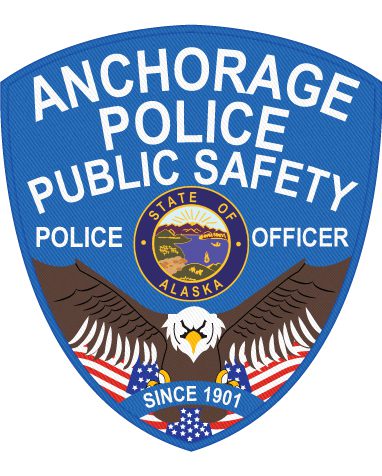 patch and embroidery anchorage police public safety police officer a blue badge with white text and eagle