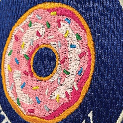 a close up of a donut