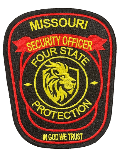 Personalized Iron on patches Four state protection security officer patch with a red border around