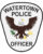 Custom Iron on Watertown police officer patch a white and black patch with a eagle and text