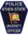 Custom Embroidered patch police Athen State University Officer a blue and white sign with a flag and a flag