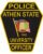 Custom Embroidered patch police Athen State university Officer a black and yellow sign with yellow text
