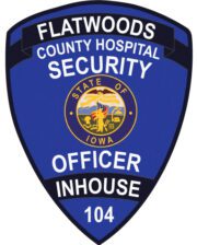 Custom patches and embroidery county hospital security officer patch a blue shield with white text