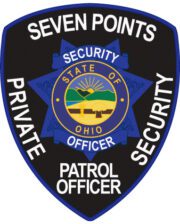 Embroidered patch seven points private security patch with blue borders and white text a patch of a security officer