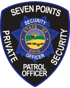 Embroidered patch seven points private security patch with blue borders and white text a patch of a security officer