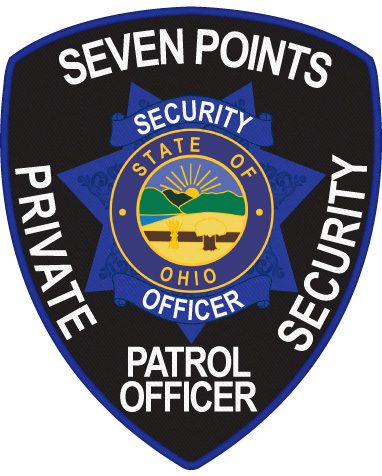 Embroidered patch seven points private security patch with blue borders and white text a patch of a security officer