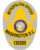 sewable patch with gray background and black text a close-up of a badge