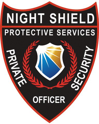 Embroidered patches for clothes night shield protective services security officer patch a black and white shield with a gold shield and red and blue text