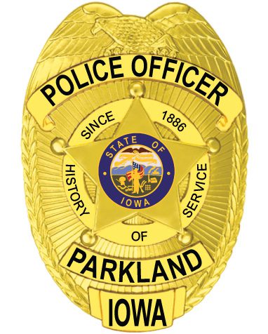 Parkland Iowa Police officer gold badge with a star. Style # 3-D1