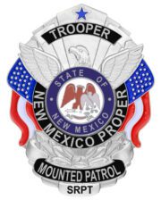 Nypd badges New Mexico Mounted patrol Trooper silver badge with a flag and eagle. Style # 1-A10R