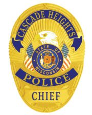 badge for police officer a gold badge with a white and blue design