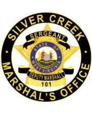 Deputy Marshal badge police badge a gold star with a blue and black text