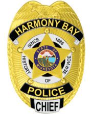 badge sheriff Harmony Bay Police Chief gold badge with a star and text. Style # 3-D1R