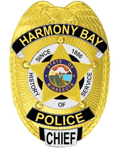 badge sheriff Harmony Bay Police Chief gold badge with a star and text. Style # 3-D1R