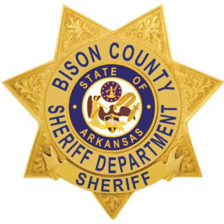 sheriff badge a gold star shaped badge with blue and white text